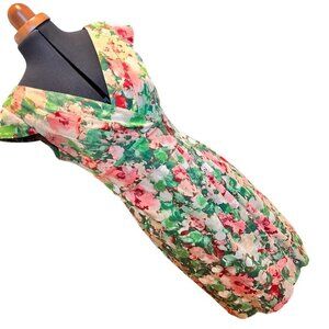 Talbots Summer Floral Surplice Dress Sz 6